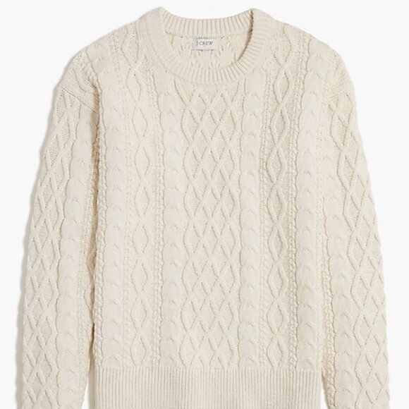 J. Crew Fisherman Cable Crewneck Cotton Sweater Size XS in ivory - Picture 1 of 5